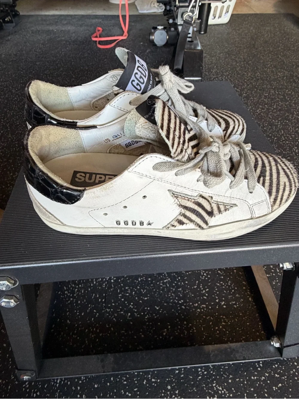 Golden Goose White Zebra-Pattern Low-Top Sneakers